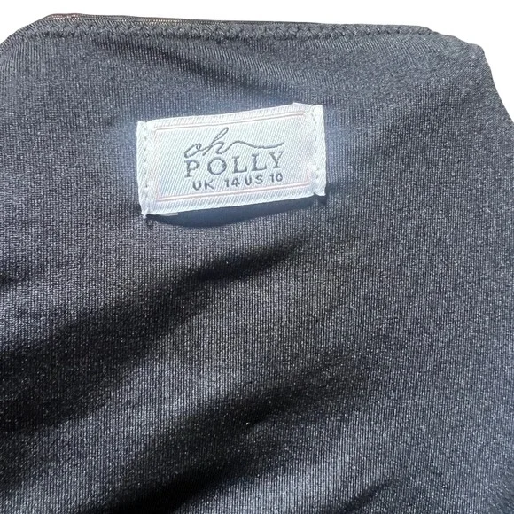 Oh Polly Black Beaded Mesh Bodycon Wrap Dress Party Evening Occasion - Picture 7 of 9